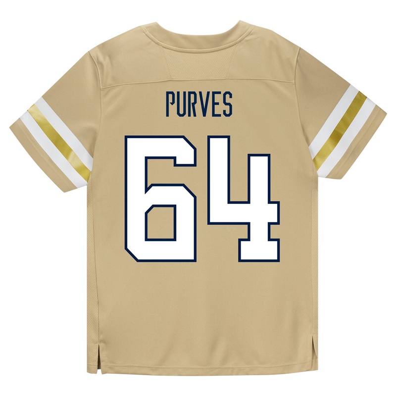Georgia Tech Adidas Football Student Athlete #64 Ryan Purves Premier Gold Football Jersey