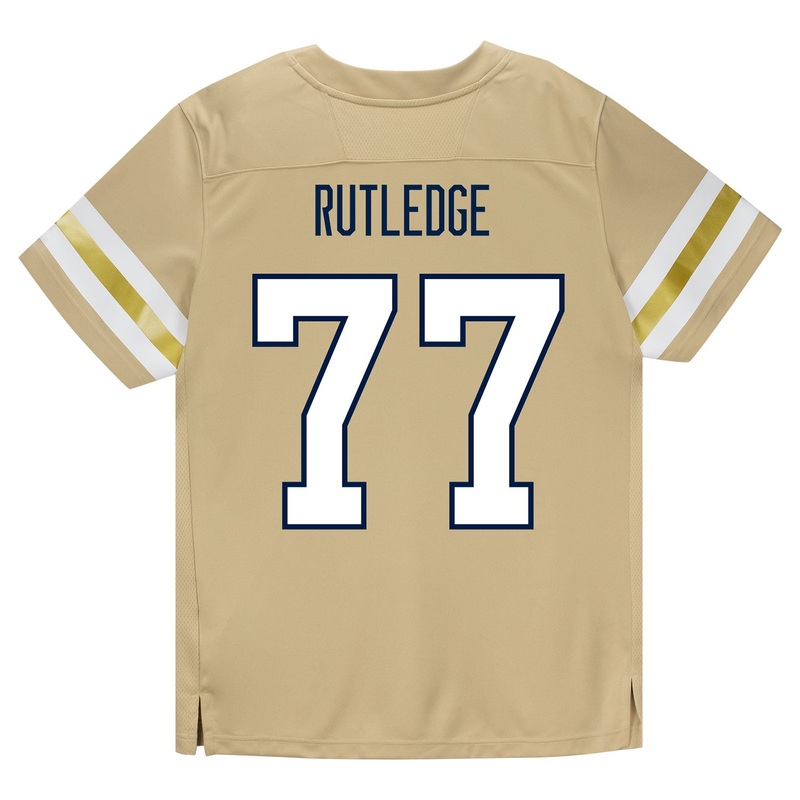 Georgia Tech Adidas Football Student Athlete #77 Keylan Rutledge Premier Gold Football Jersey