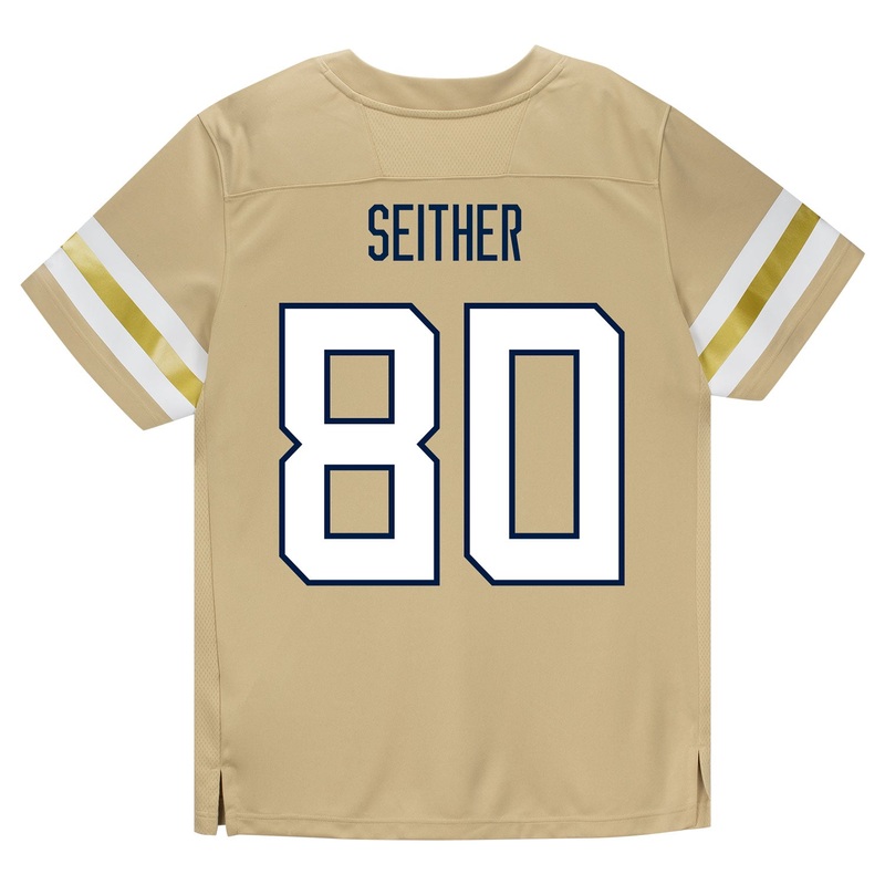 Georgia Tech Adidas Football Student Athlete #80 Brett Seither Premier Gold Football Jersey