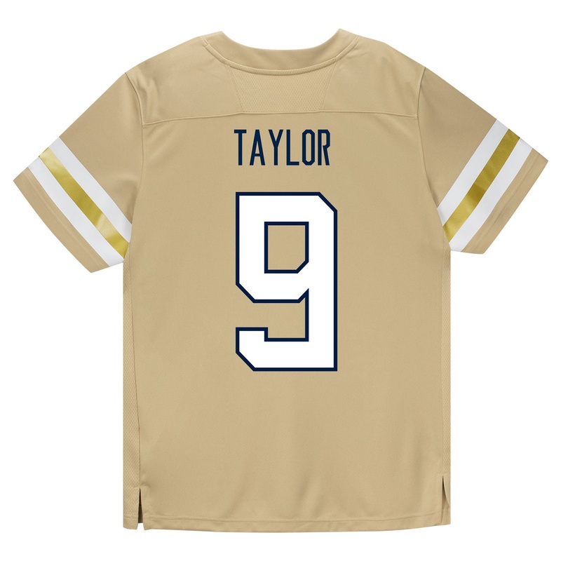 Georgia Tech Adidas Football Student Athlete #9 Zion Taylor Premier Gold Football Jersey
