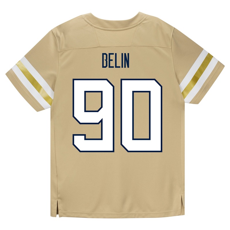 Georgia Tech Adidas Football Student Athlete #90 Blake Belin Premier Gold Football Jersey