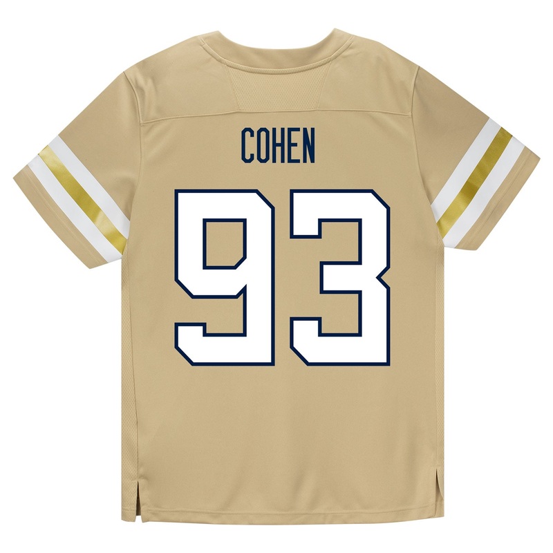 Georgia Tech Adidas Football Student Athlete #93 Drew Cohen Premier Gold Football Jersey