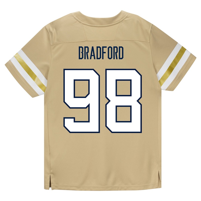 Georgia Tech Adidas Football Student Athlete #98 Amontrae Bradford Premier Gold Football Jersey
