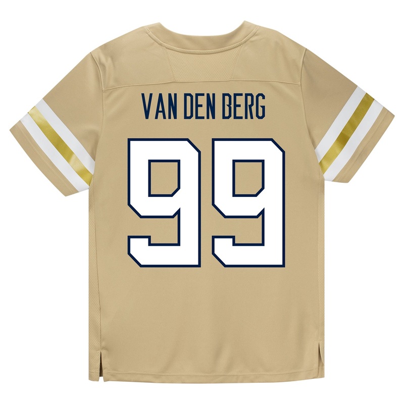 Georgia Tech Adidas Football Student Athlete #99 Jhordan Van Den Berg Premier Gold Football Jersey
