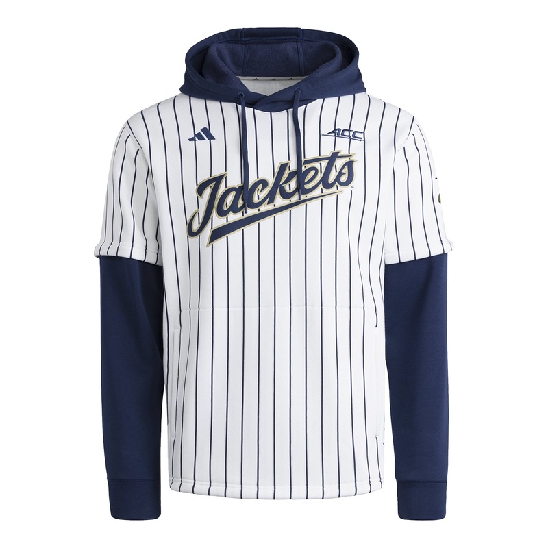 Georgia Tech Yellow Jackerts Adidas Pinstripe Hooded Baseball Jersey