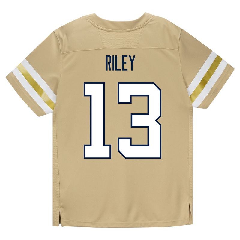 Georgia Tech Adidas Football Student Athlete #13 Savion Riley Premier Gold Football Jersey