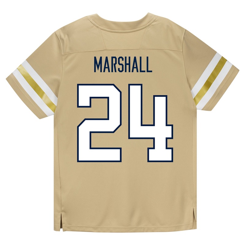 Georgia Tech Adidas Football Student Athlete #24 Shane Marshall Premier Gold Football Jersey