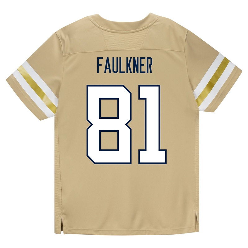 Georgia Tech Adidas Football Student Athlete #81 Cal Faulkner Premier Gold Football Jersey