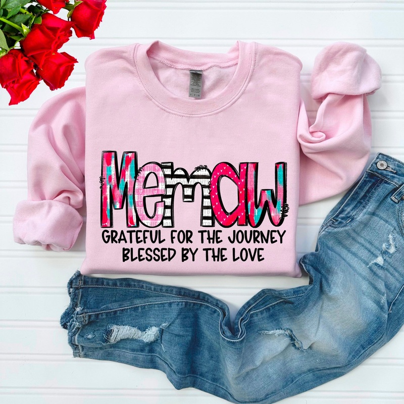MEMAW BLESSED BY THE LOVE|Black|White|Hearts|No Hearts