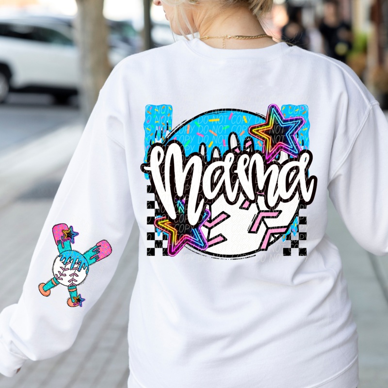 BASEBALL MAMA DRIPPY|Sleeve Design|Infant|Toddler|Youth|Adult 11″|Adult 12″