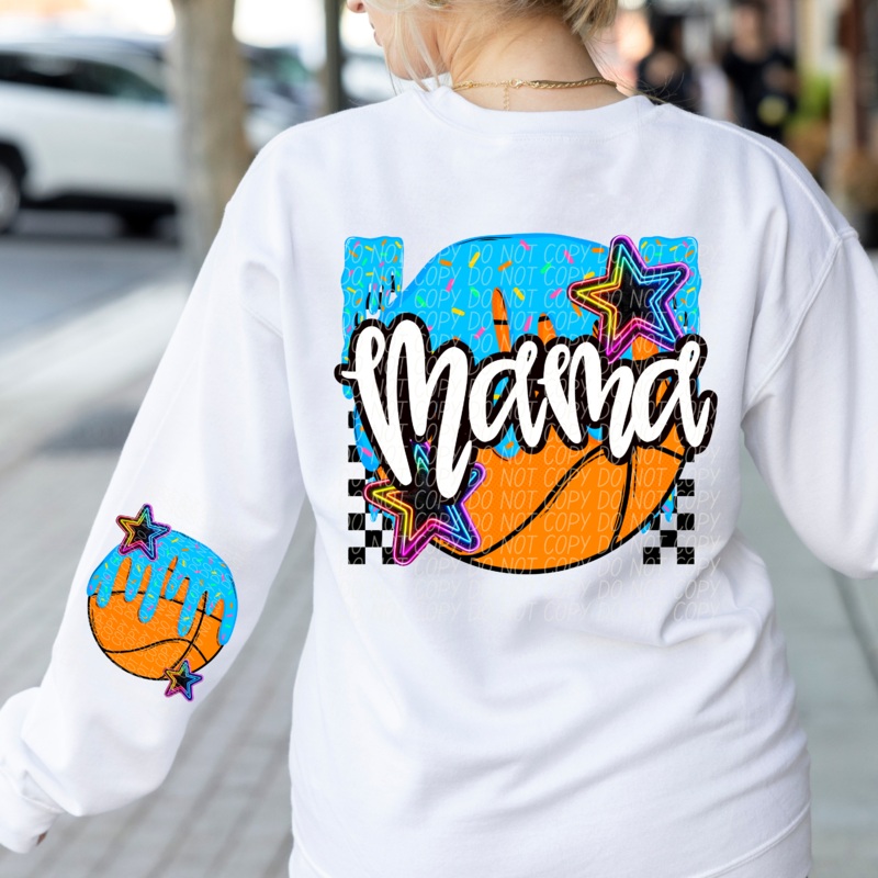 BASKETBALL MAMA DRIPPY|Sleeve Design|Infant|Toddler|Youth|Adult 11″|Adult 12″