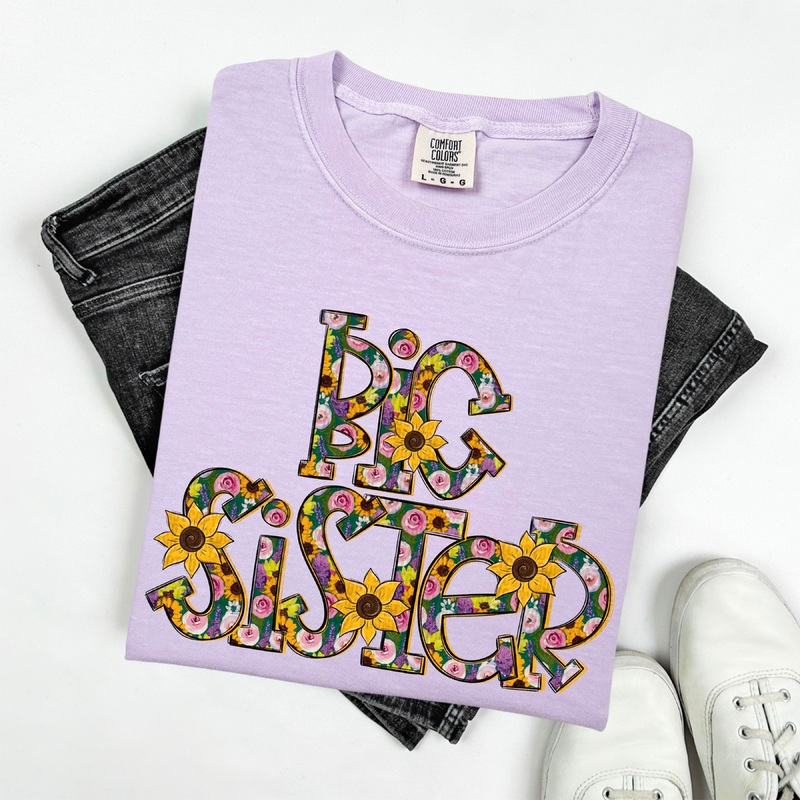 SUNFLOWER BIG SISTER|Pocket 4″|Infant 6″|Toddler 7″|Youth 8.5″|Adult 11″|Adult 12″