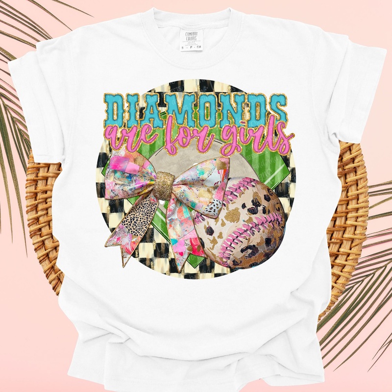 DIAMONDS ARE FOR GIRLS|Pocket 4″|Infant 6″|Toddler 7″|Youth 8.5″|Adult 11″|Adult 12″