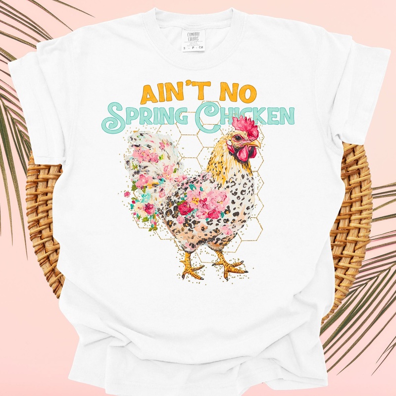AIN’T NO SPRING CHICKEN|Pocket 4″|Infant 6″|Toddler 7″|Youth 8.5″|Adult 11″|Adult 12″