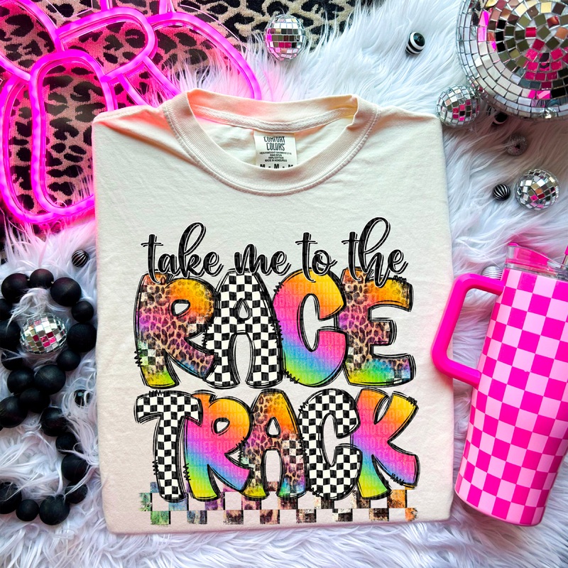 TAKE ME TO RACE THE TRACK|Pocket 4″|Infant 6″|Toddler 7″|Youth 8.5″|Adult 11″|Adult 12″