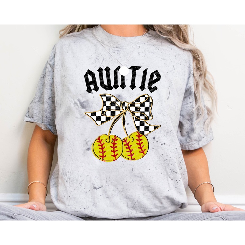 AUNTIE SOFTBALL CHERRIES|Pocket 4″|Infant 6″|Toddler 7″|Youth 8.5″|Adult 11″|Adult 12″