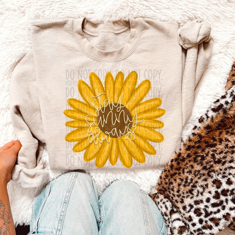 STAY SUNNY ALWAYS SUNFLOWER|Pocket 4″|Infant 6″|Toddler 7″|Youth 8.5″|Adult 11″|Adult 12″