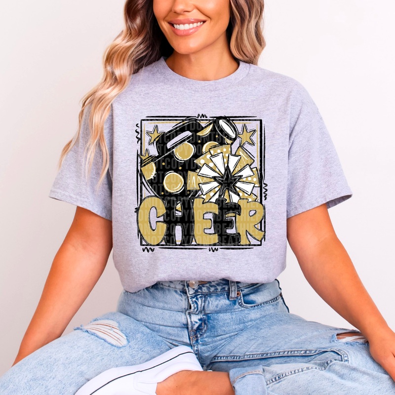 BLACK AND VEGAS GOLD CHEER WITH FRAME