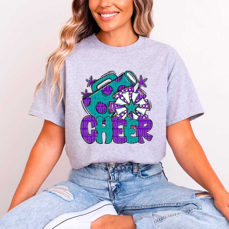 TEAL PURPLE CHEER|Pocket 4″|Infant 6″|Toddler 7″|Youth 8.5″|Adult 11″|Adult 12″