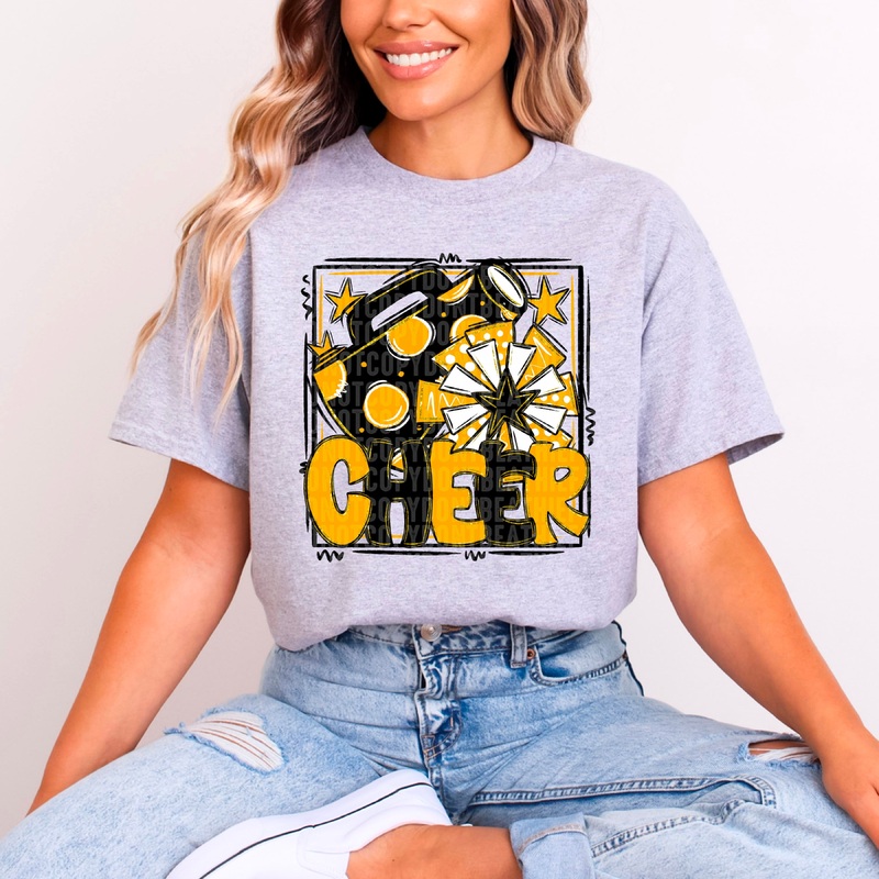 YELLOW GOLD BLACK CHEER WITH FRAME