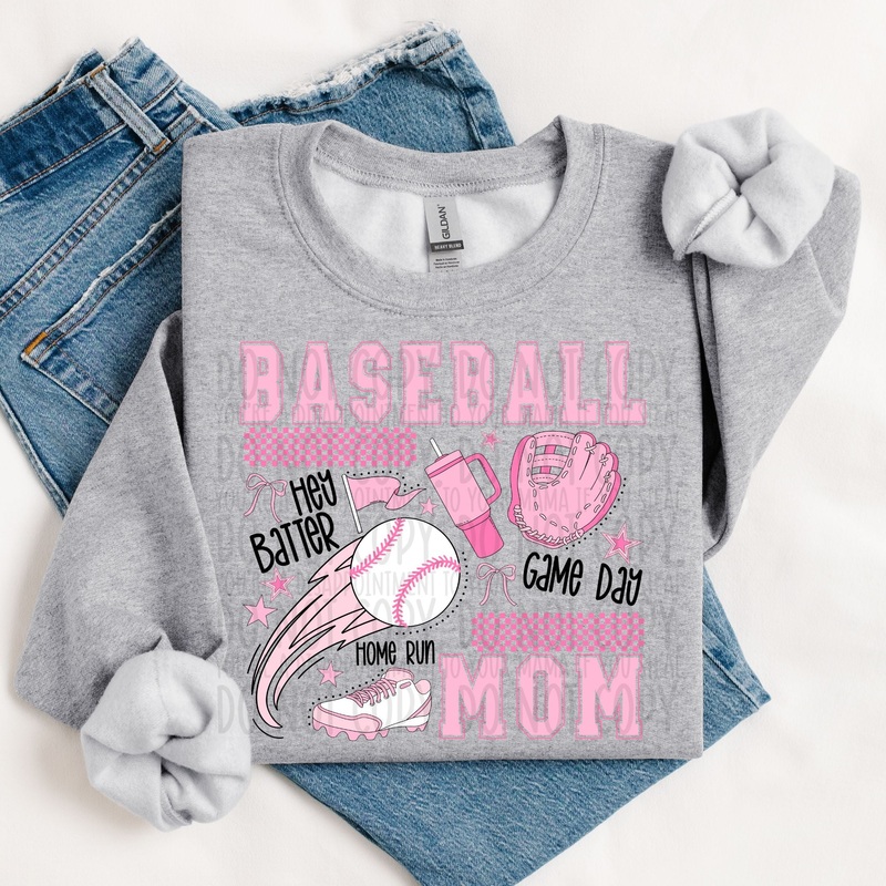 BASEBALL MOM BLACK|Pocket 4″|Infant 6″|Toddler 7″|Youth 8.5″|Adult 11″|Adult 12″
