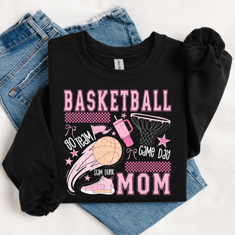 BASKETBALL MOM WHITE|Pocket 4″|Infant 6″|Toddler 7″|Youth 8.5″|Adult 11″|Adult 12″