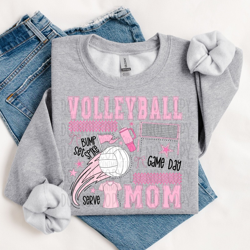 VOLLEYBALL MOM BLACK|Pocket 4″|Infant 6″|Toddler 7″|Youth 8.5″|Adult 11″|Adult 12″