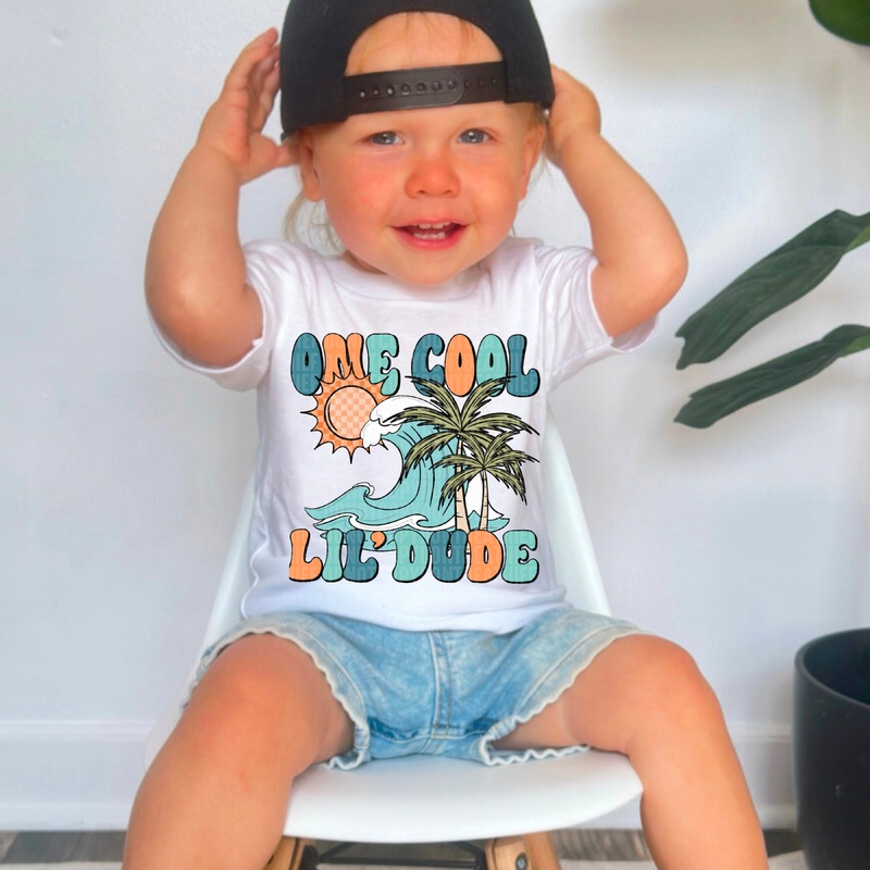 ONE COOL LIL DUDE|Pocket 4″|Infant 6″|Toddler 7″|Youth 8.5″|Adult 11″|Adult 12″