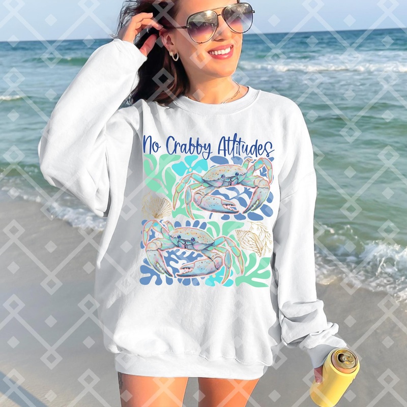 NO CRABBY ATTITUDES|Pocket 4″|Infant 6″|Toddler 7″|Youth 8.5″|Adult 11″|Adult 12″