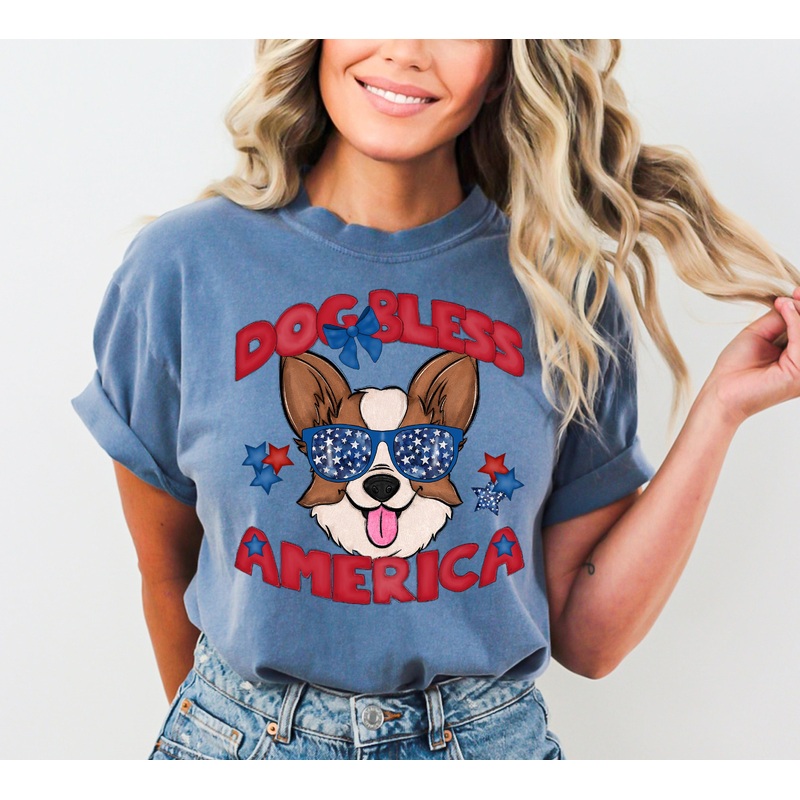 DOG BLESS AMERICA CORGI|Pocket 4″|Infant 6″|Toddler 7″|Youth 8.5″|Adult 11″|Adult 12″