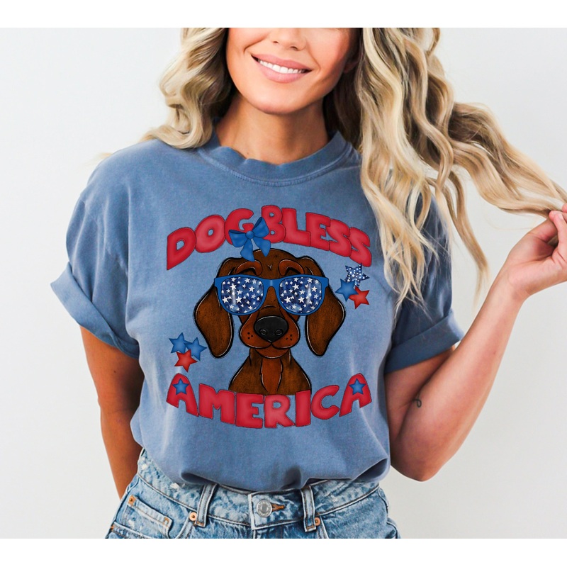 DOG BLESS AMERICA DACHSHUND RED