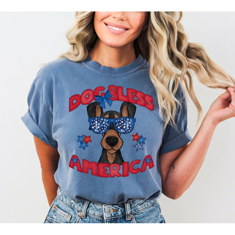 DOG BLESS AMERICA DOBERMAN|Pocket 4″|Infant 6″|Toddler 7″|Youth 8.5″|Adult 11″|Adult 12″