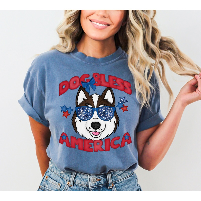 DOG BLESS AMERICA RED BROWN HUSKIE