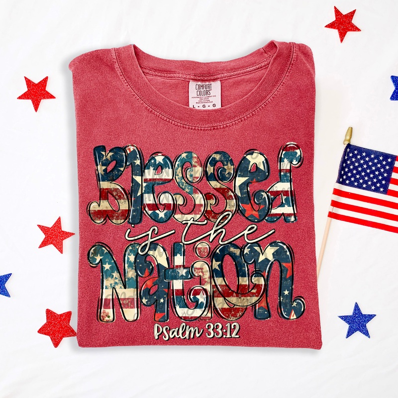 BLESSED IS THE NATION|Pocket 4″|Infant 6″|Toddler 7″|Youth 8.5″|Adult 11″|Adult 12″