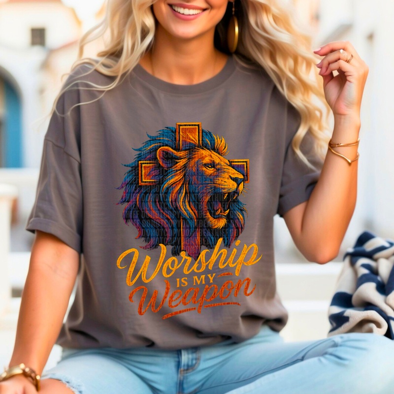 WORSHIP IS MY WEAPON|Pocket 4″|Infant 6″|Toddler 7″|Youth 8.5″|Adult 11″|Adult 12″