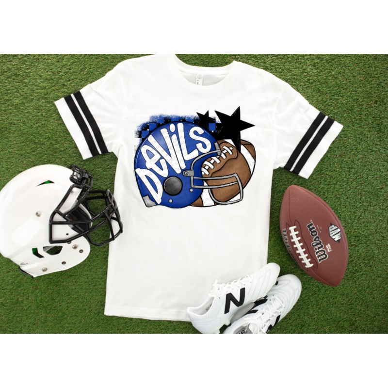 DEVILS ROYAL WHITE FOOTBALL|Pocket 4″|Infant 6″|Toddler 7″|Youth 8.5″|Adult 11″|Adult 12″