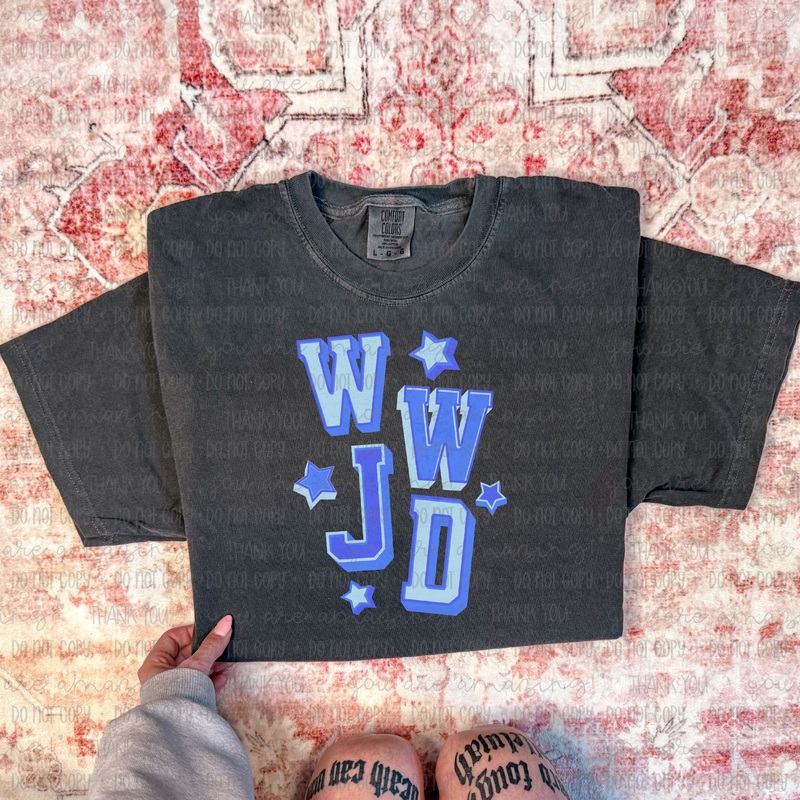 WWJD BLUE|Pocket 4″|Infant 6″|Toddler 7″|Youth 8.5″|Adult 11″|Adult 12″