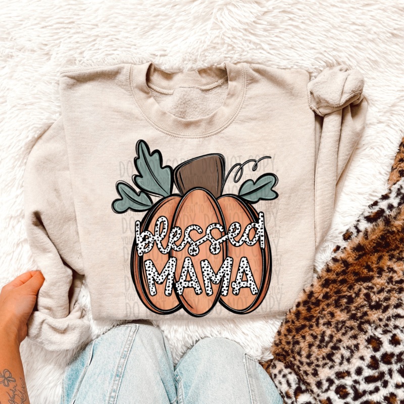 BLESSED MAMA PUMPKIN|Pocket 4″|Infant 6″|Toddler 7″|Youth 8.5″|Adult 11″|Adult 12″