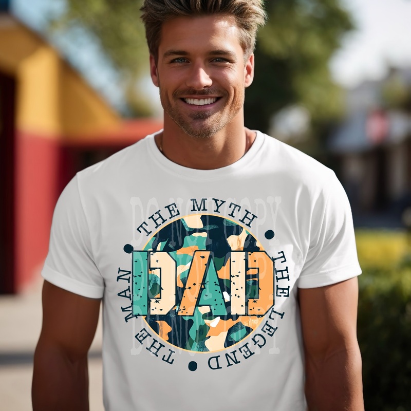 DAD THE MAN|Pocket 4″|Infant 6″|Toddler 7″|Youth 8.5″|Adult 11″|Adult 12″