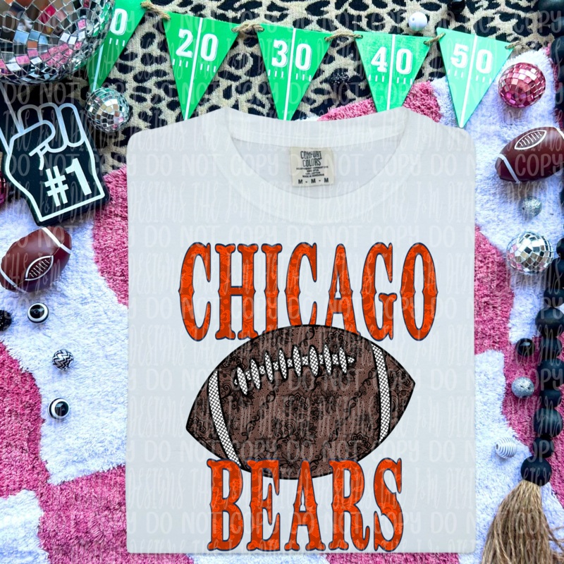 BEARS FOOTBALL LACE|Pocket 4″|Infant 6″|Toddler 7″|Youth 8.5″|Adult 11″|Adult 12″
