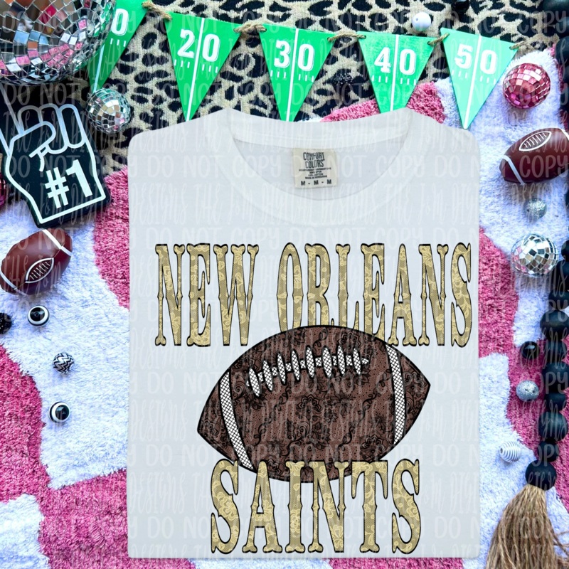 NEW ORLEANS FOOTBALL LACE|Pocket 4″|Infant 6″|Toddler 7″|Youth 8.5″|Adult 11″|Adult 12″
