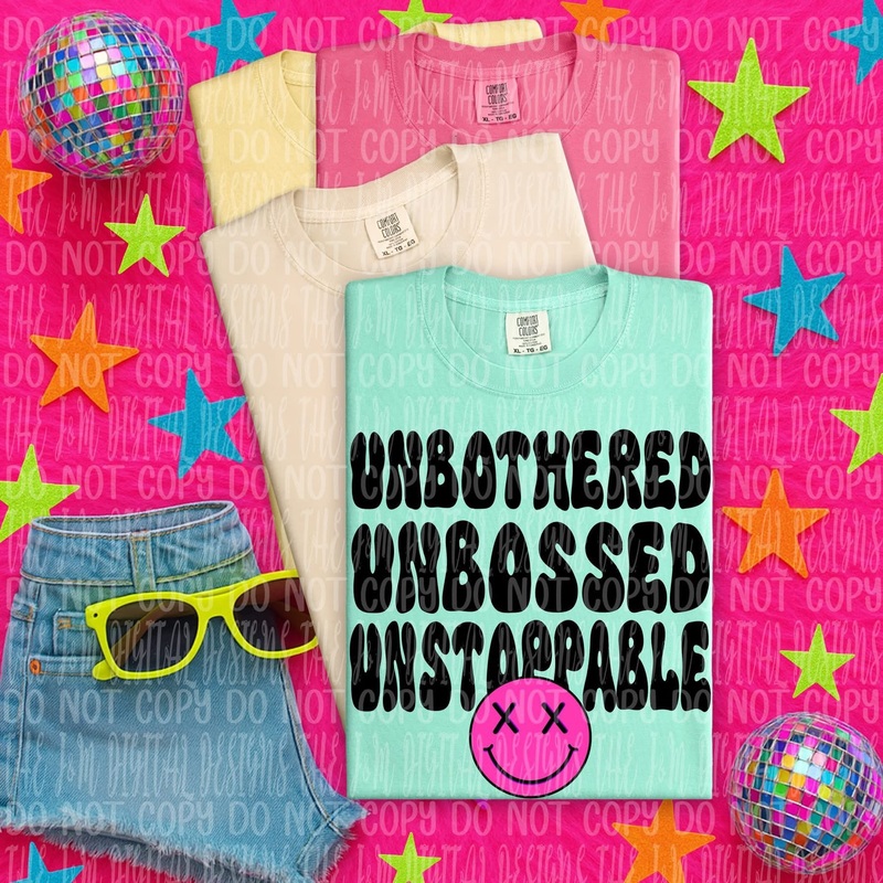 UNBOTHERED BLACK|Pocket 4″|Infant 6″|Toddler 7″|Youth 8.5″|Adult 11″|Adult 12″