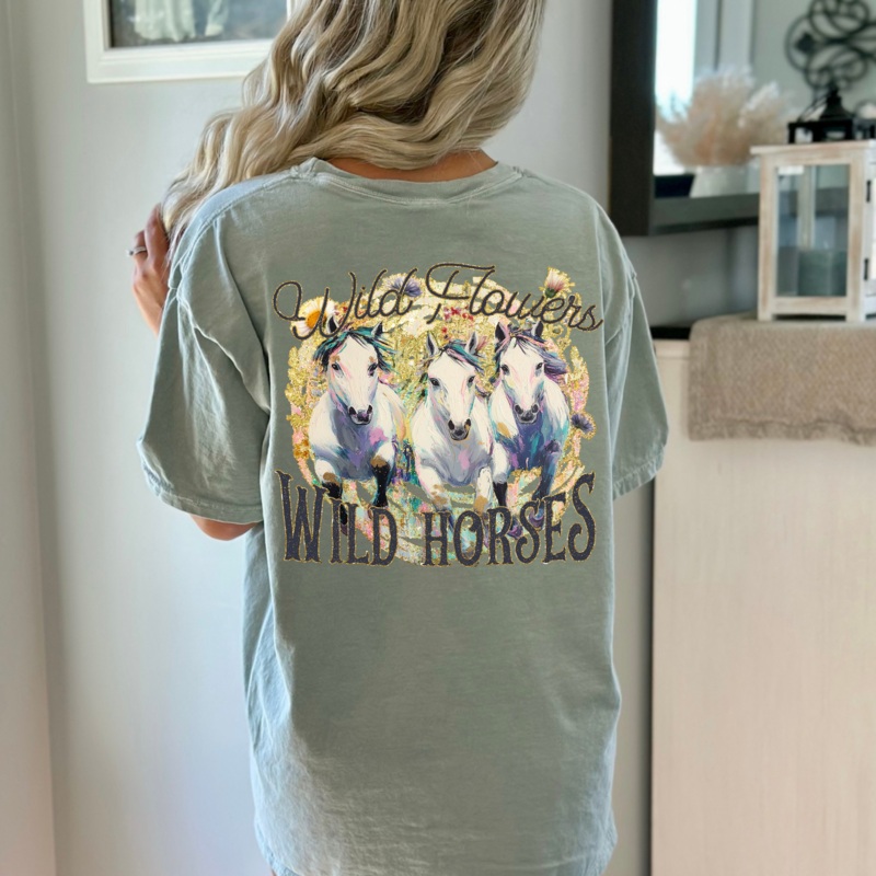 WILD FLOWERS WILD HORSES|Pocket 4″|Infant 6″|Toddler 7″|Youth 8.5″|Adult 11″|Adult 12″