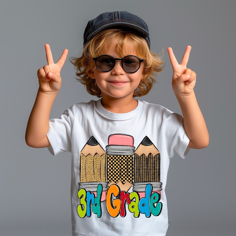 DOODLE PENCIL BOY 3RDGRADE|Pocket 4″|Infant 6″|Toddler 7″|Youth 8.5″|Adult 11″|Adult 12″