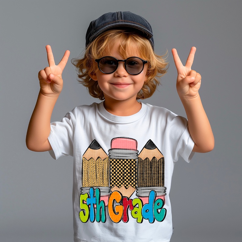 DOODLE PENCIL BOY 5THGRADE|Pocket 4″|Infant 6″|Toddler 7″|Youth 8.5″|Adult 11″|Adult 12″