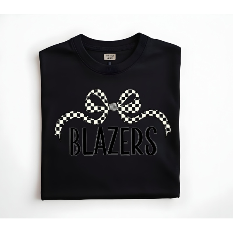 BLAZERS CHECKER WIDE BOW|Pocket 4″|Infant 6″|Toddler 7″|Youth 8.5″|Adult 11″|Adult 12″