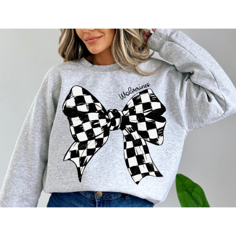 WOLVERINES BLACK AND WHITE CHECKER BOW