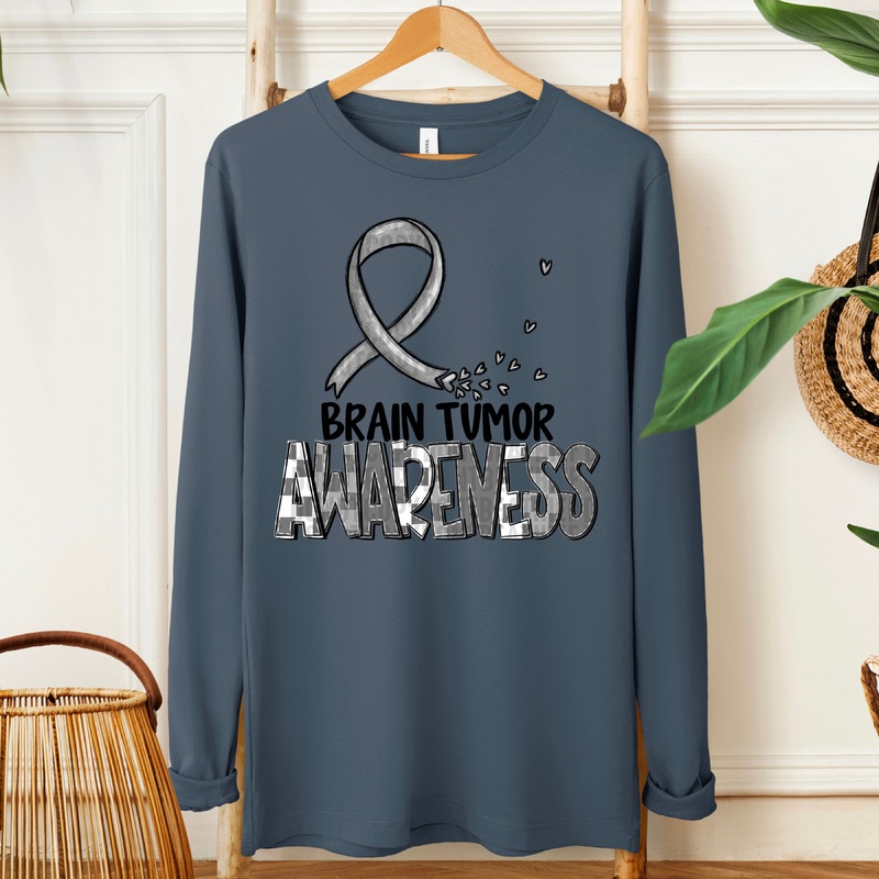 AWARENESS BRAIN TUMOR BLK|Pocket 4″|Infant 6″|Toddler 7″|Youth 8.5″|Adult 11″|Adult 12″