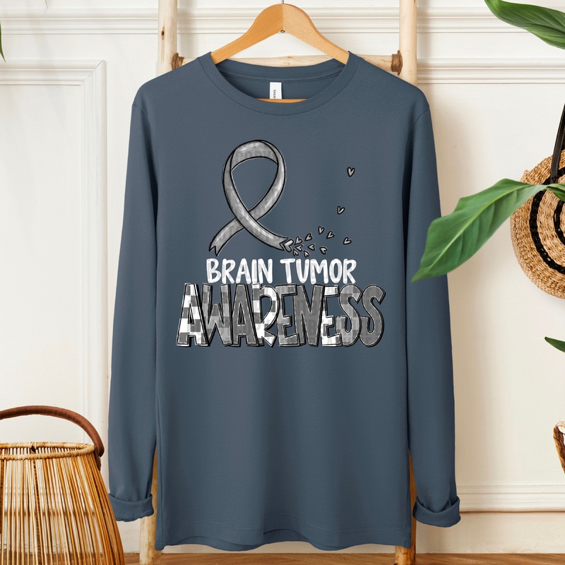 AWARENESS BRAIN TUMOR WHITE|Pocket 4″|Infant 6″|Toddler 7″|Youth 8.5″|Adult 11″|Adult 12″