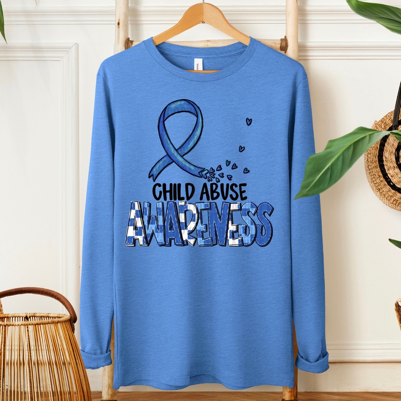 AWARENESS CHILD ABUSE BLK|Pocket 4″|Infant 6″|Toddler 7″|Youth 8.5″|Adult 11″|Adult 12″